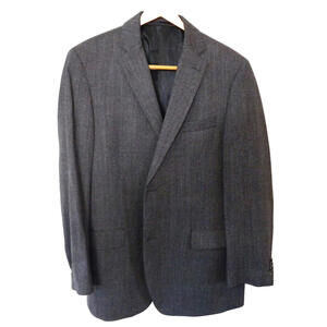 Perry Ellis Portfolio Mens Gray Herringbone Wool Sport Coat Blazer 42 Reg